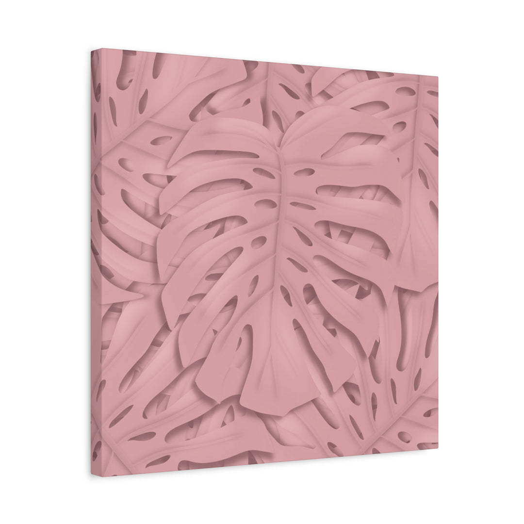 Monstera Canvas Art Soft Pink Botanical Wall Decor Matte Finish Print For Living Room