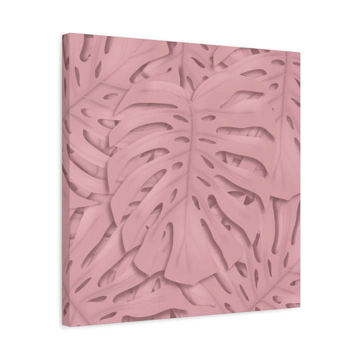 Monstera Canvas Art Soft Pink Botanical Wall Decor Matte Finish Print For Living Room