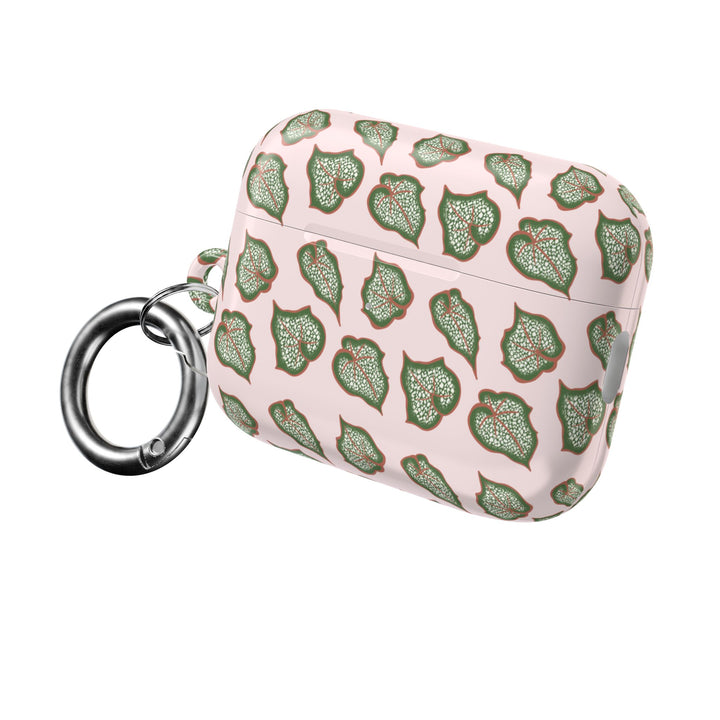 Begonia Pattern AirPod Case With Glossy Plant Design Wireless Charging Compatible Lightweight Polycarbonate Shell