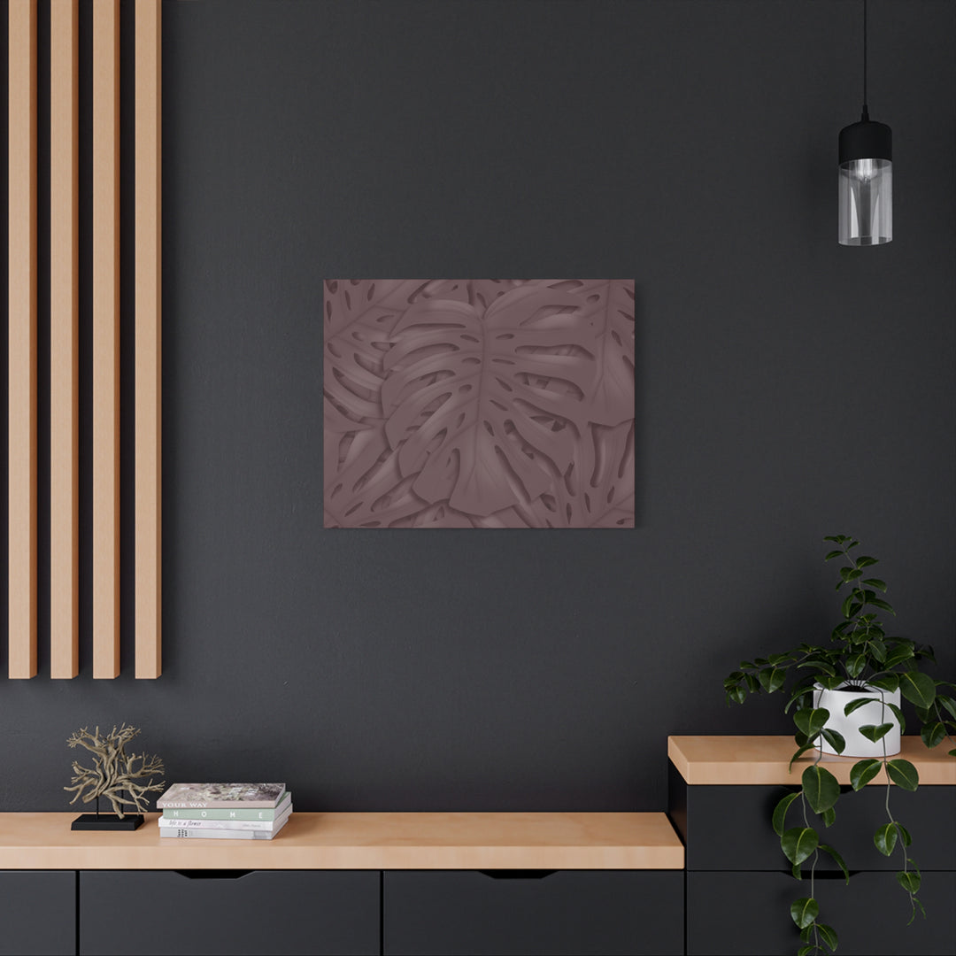 Merlot Monstera Canvas Art Stretched Matte Wall Print Botanical Plant Wall Decor For Living Room Bedroom