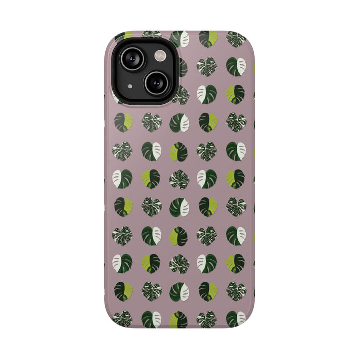 Variegated Monstera Pattern Phone Case – Dual Layer Protective Cover