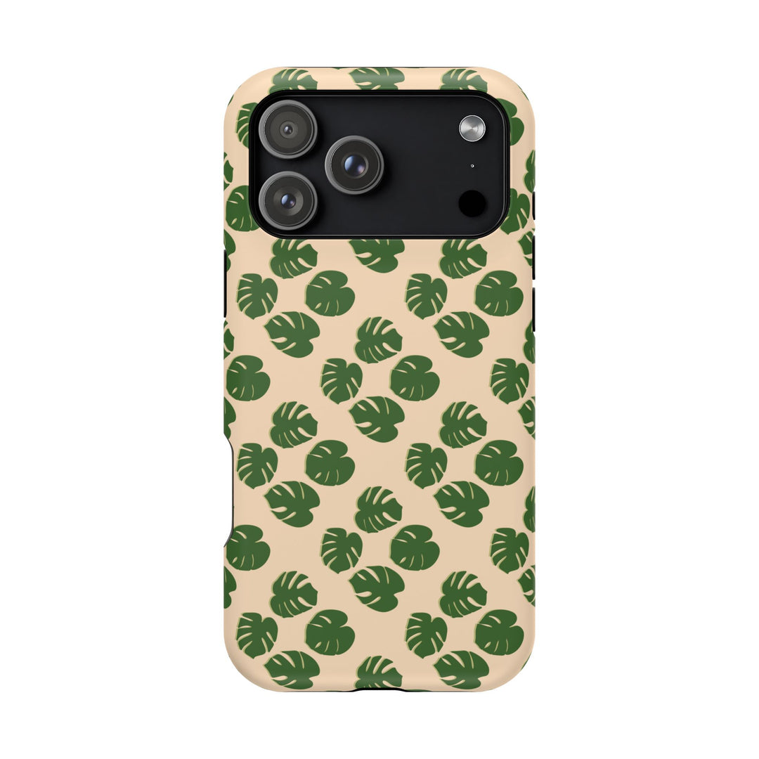 Monstera Pattern Phone Case – Dual Layer Protective Cover