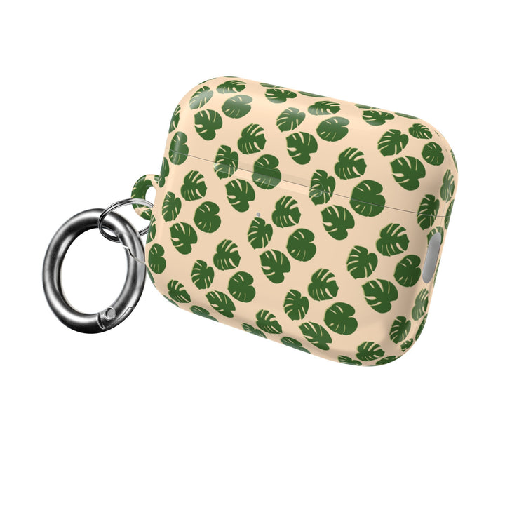 Monstera Leaf Pattern AirPod Case With Glossy Polycarbonate Shell For Wireless Charging