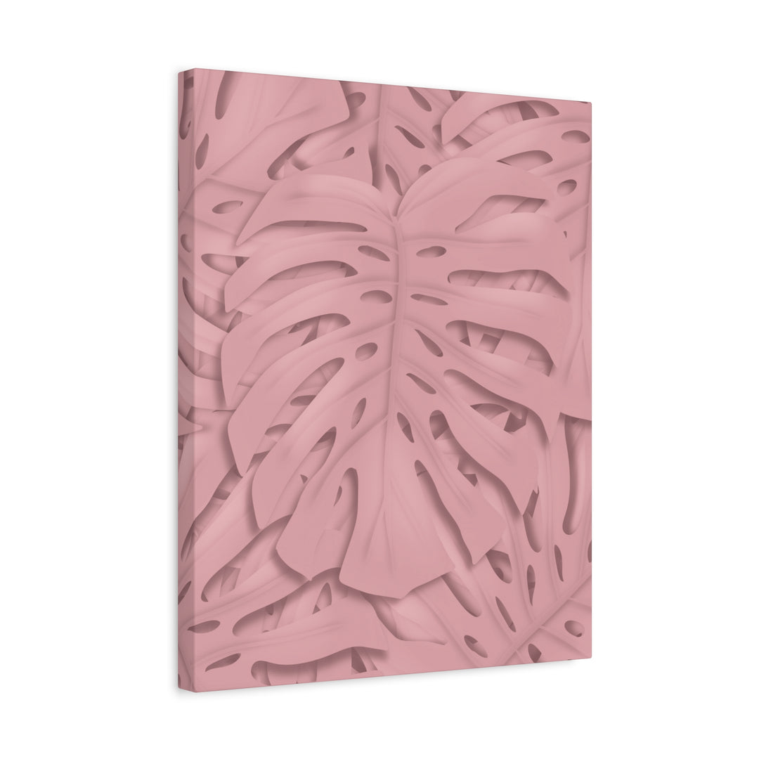 Monstera Canvas Art Soft Pink Botanical Wall Decor Matte Finish Print For Living Room