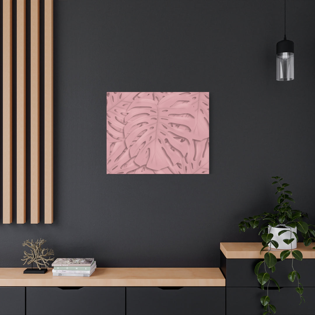 Monstera Canvas Art Soft Pink Botanical Wall Decor Matte Finish Print For Living Room