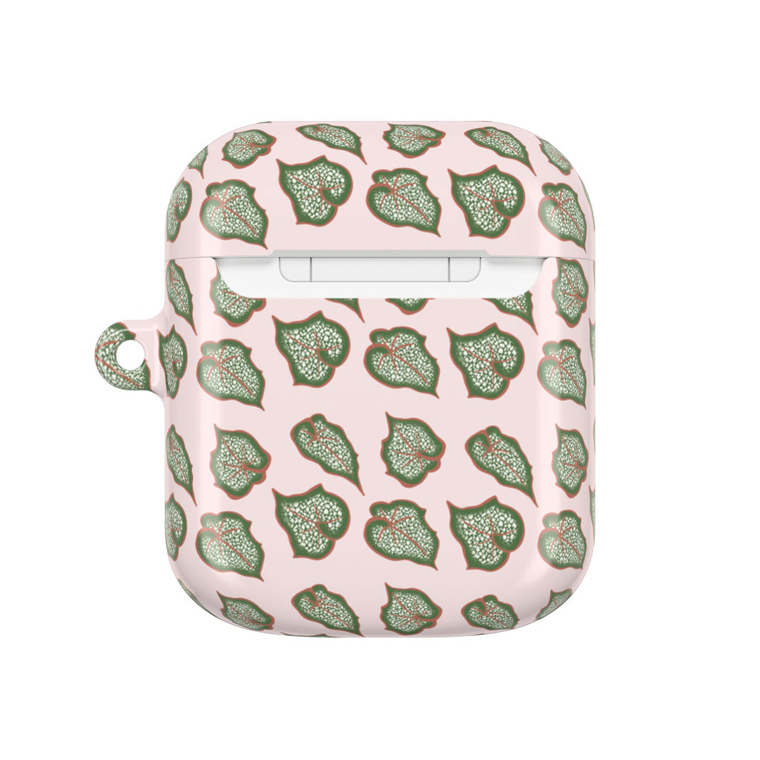 Begonia Pattern AirPod Case With Glossy Plant Design Wireless Charging Compatible Lightweight Polycarbonate Shell