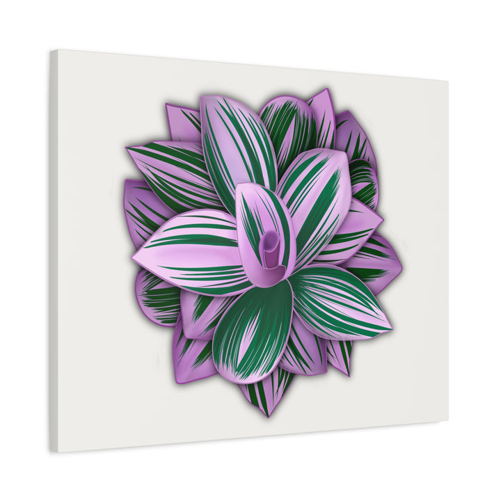 Tradescantia Nanouk Canvas Botanical Wall Art Print Pink Green Foliage On Stretched Cotton Canvas