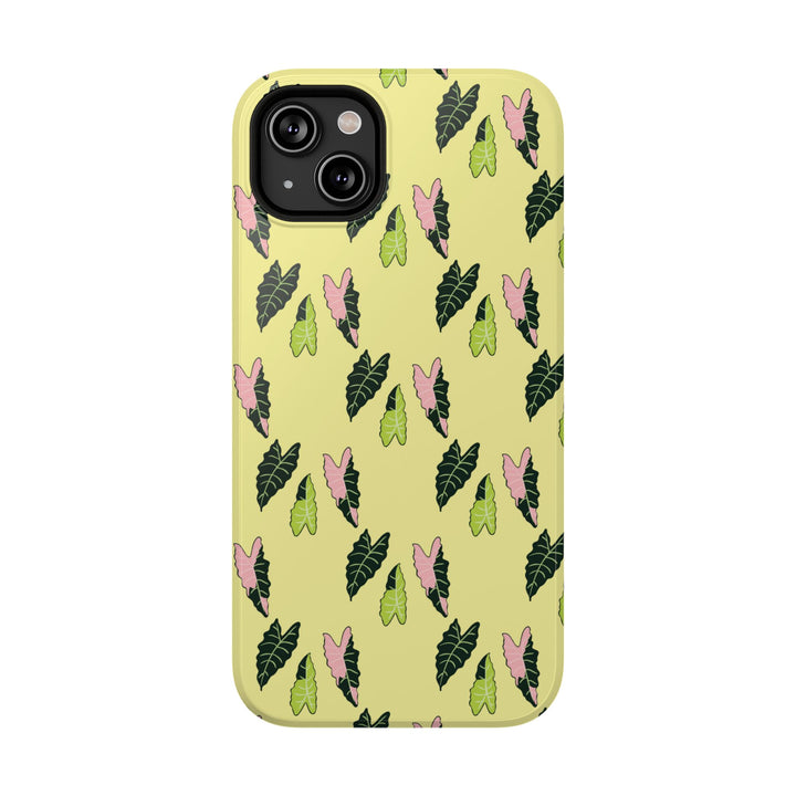 Alocasia Pattern Impact Resistant Phone Case Botanical Cover Full Wrap Print Wireless Charging