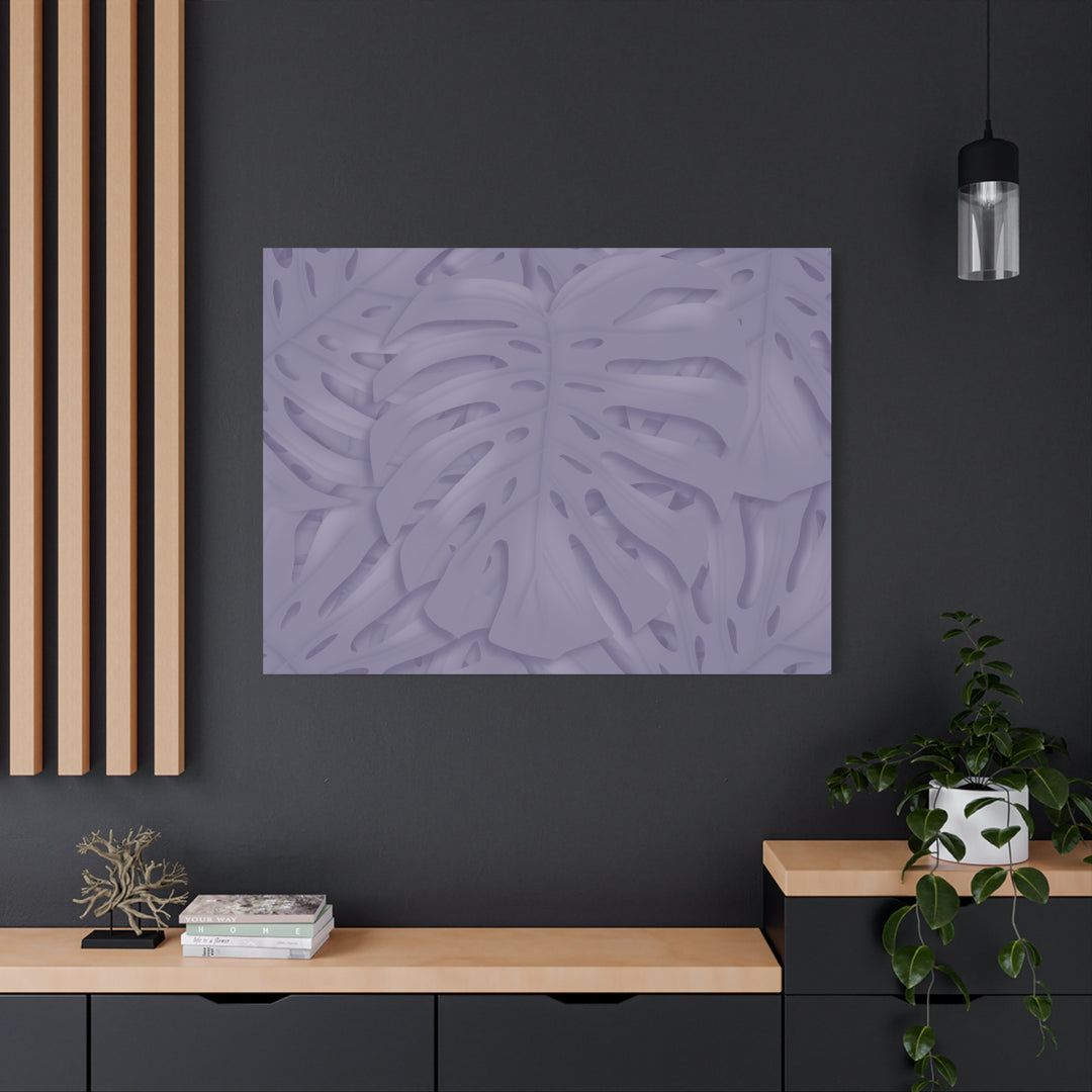 Violet Monstera Canvas Print Stretched Matte Wall Art for Bedroom and Living Room Decor