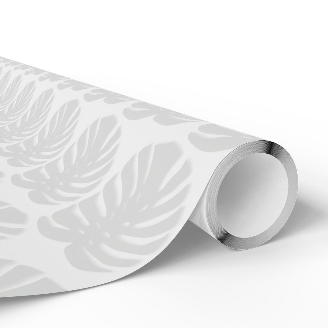Monstera Leaf Wrapping Paper Roll — Minimal Grey Tropical Gift Wrap