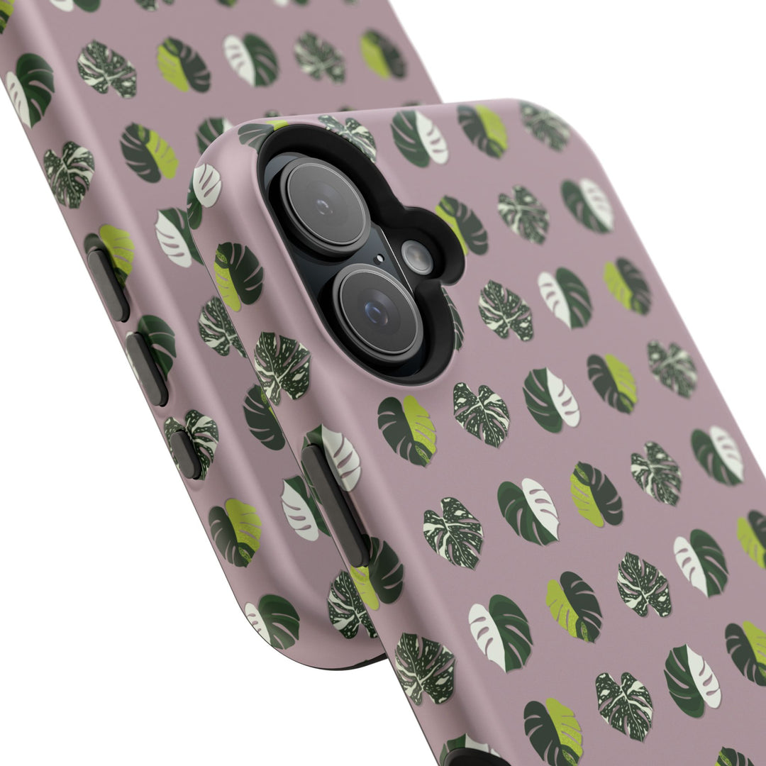 Variegated Monstera Pattern Phone Case – Dual Layer Protective Cover