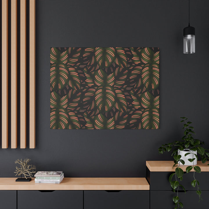Calathea Pinstripe Canvas Print With Matte Finish Stretched Botanical Wall Art For Living Room Decor