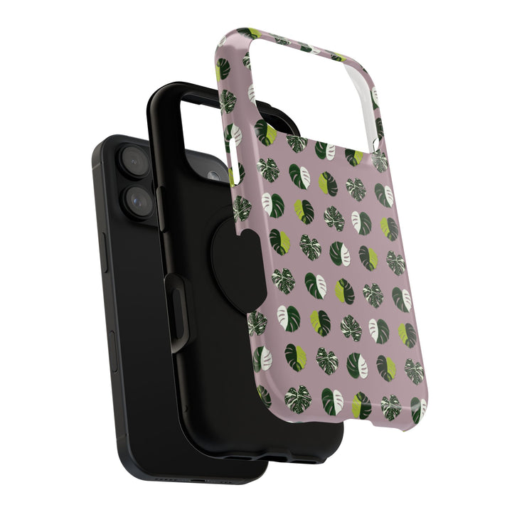 Variegated Monstera Pattern Phone Case – Dual Layer Protective Cover