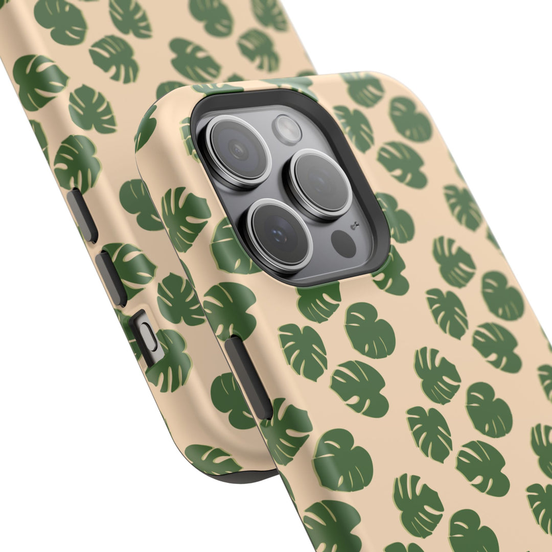 Monstera Pattern Phone Case – Dual Layer Protective Cover