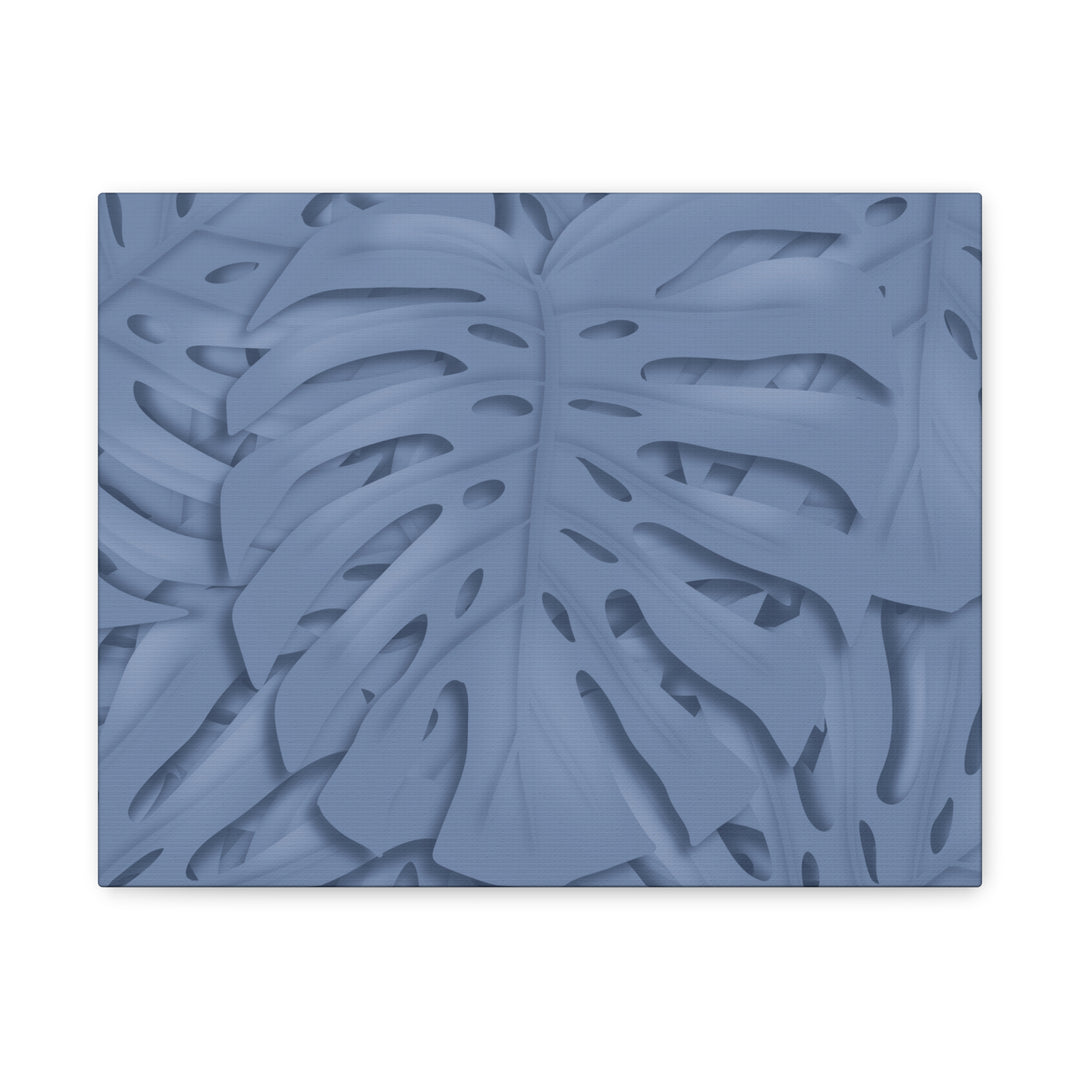 Monstera Canvas Art Blue Tropical Leaf Wall Art on Matte Cotton Canvas Print by The Potted Pixel