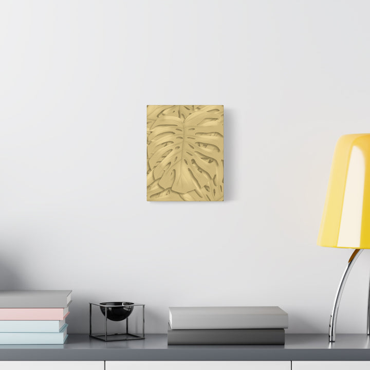 Golden Monstera Canvas Wall Art Matte Stretched 1.25 Inch Cotton Canvas Botanical Print For Living Rooms
