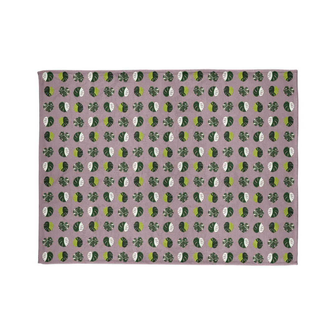 Variegated Monstera Pattern Cozy Fleece Throw Blanket