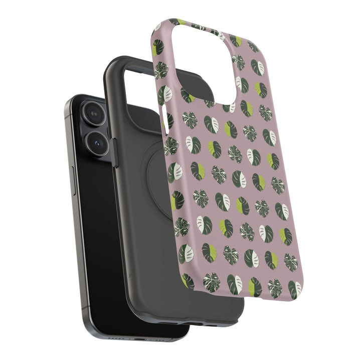 Variegated Monstera Pattern Phone Case – Dual Layer Protective Cover