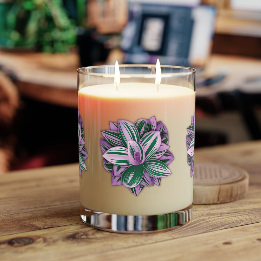 Tradescantia Nanouk 11oz Scented Soy Candle With White Tea Fig, Minted Lavender Sage, Ocean Mist Moss