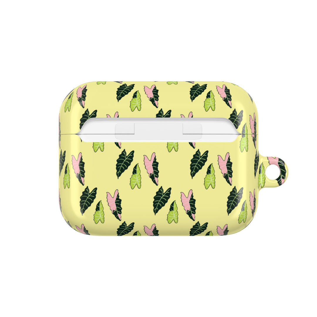 Alocasia Pattern AirPods Case Botanical Plant Themed Protective Case with Carabiner