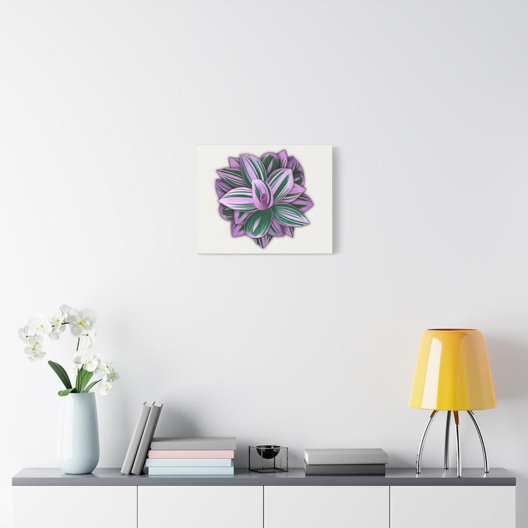 Tradescantia Nanouk Canvas Botanical Wall Art Print Pink Green Foliage On Stretched Cotton Canvas