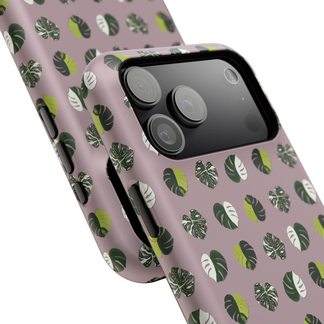Variegated Monstera Pattern Phone Case – Dual Layer Protective Cover