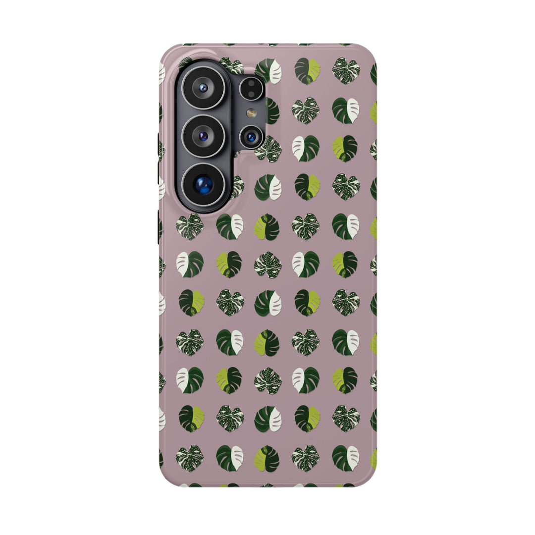 Variegated Monstera Pattern Phone Case – Dual Layer Protective Cover