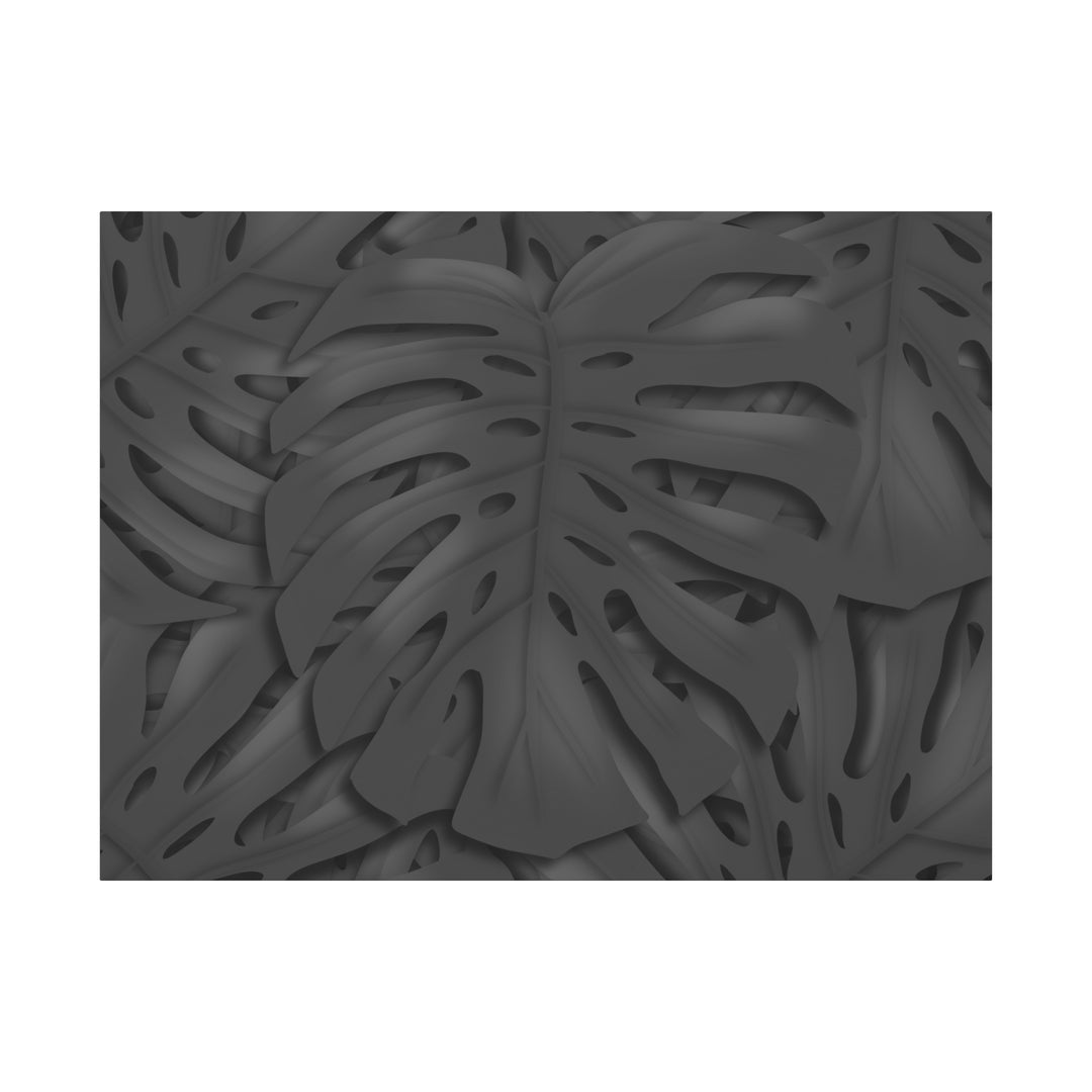 Charcoal Monstera Canvas Wall Art Matte Stretched 1.25 Inch Thick Plant Leaf Decor