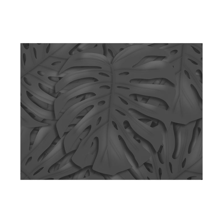 Charcoal Monstera Canvas Wall Art Matte Stretched 1.25 Inch Thick Plant Leaf Decor