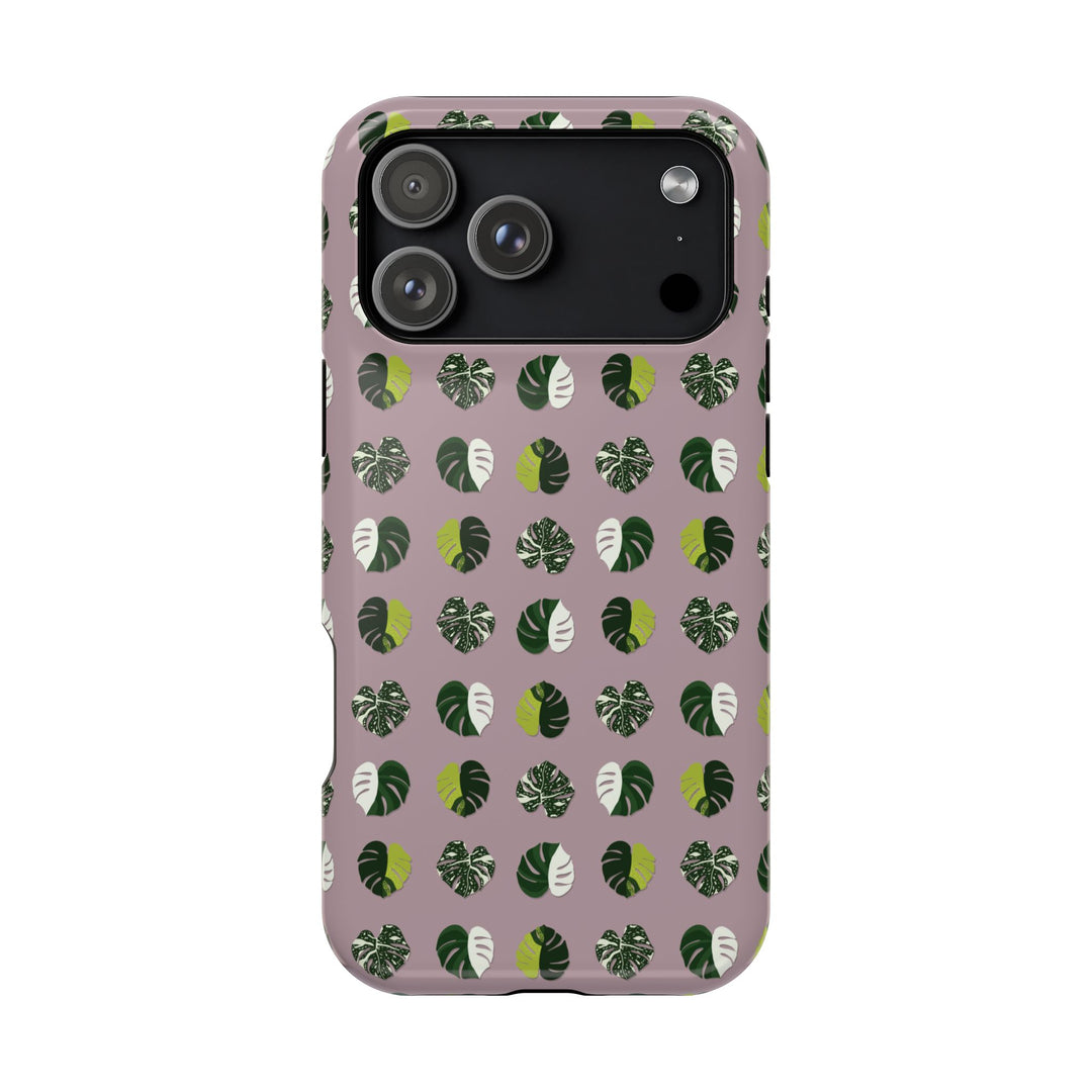Variegated Monstera Pattern Phone Case – Dual Layer Protective Cover