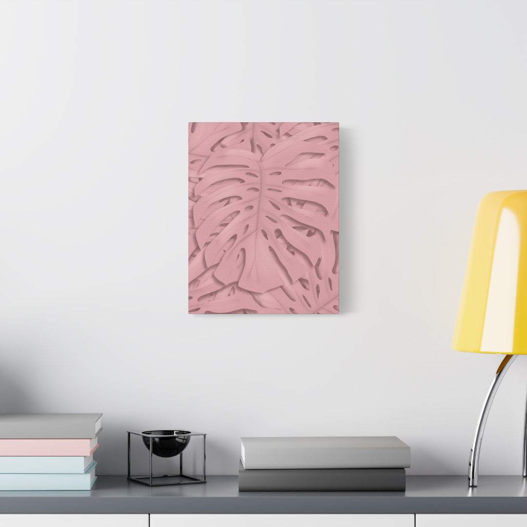 Monstera Canvas Art Soft Pink Botanical Wall Decor Matte Finish Print For Living Room