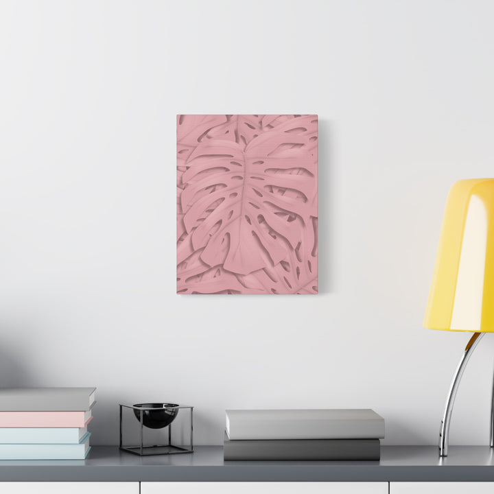Monstera Canvas Art Soft Pink Botanical Wall Decor Matte Finish Print For Living Room