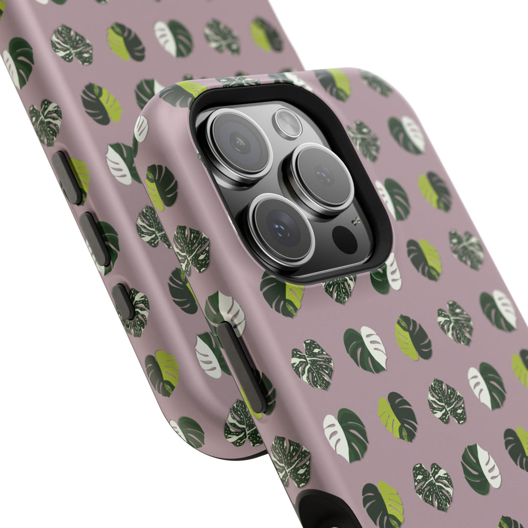 Variegated Monstera Pattern Phone Case – Dual Layer Protective Cover