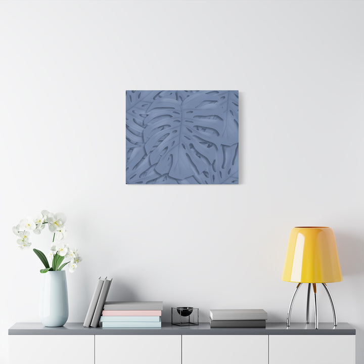 Monstera Canvas Art Blue Tropical Leaf Wall Art on Matte Cotton Canvas Print by The Potted Pixel