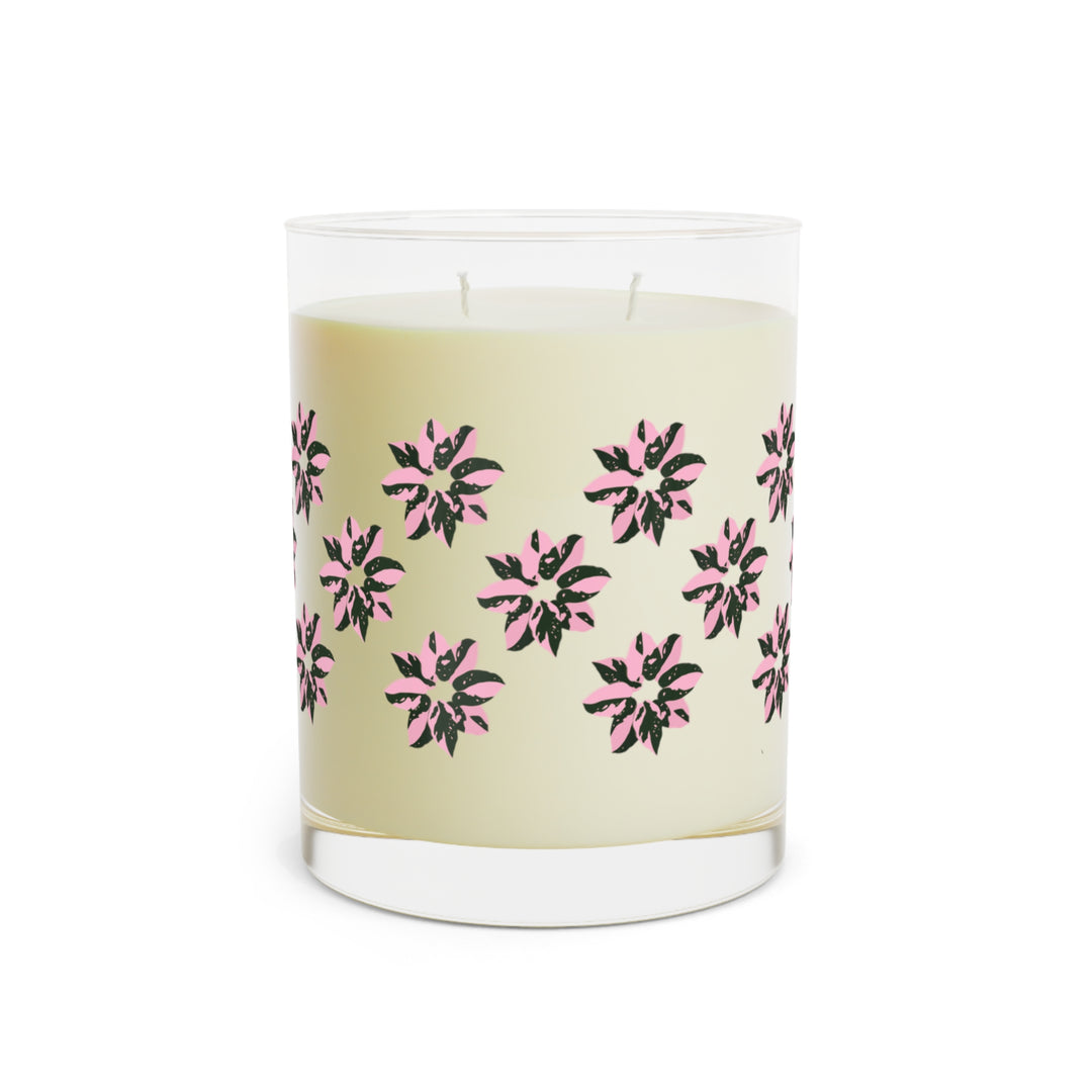 Pink Princess Philodendron Pattern Soy Candle 11 oz – Three Scent Options by Printify