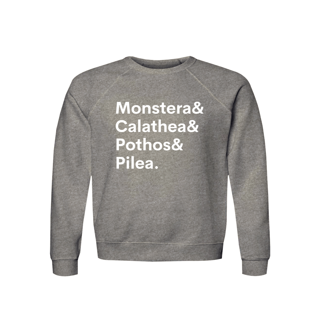 Plant Lover Sweatshirt for Plant Enthusiasts Monstera Calathea Pothos Pilea Cozy Midweight Organic Cotton