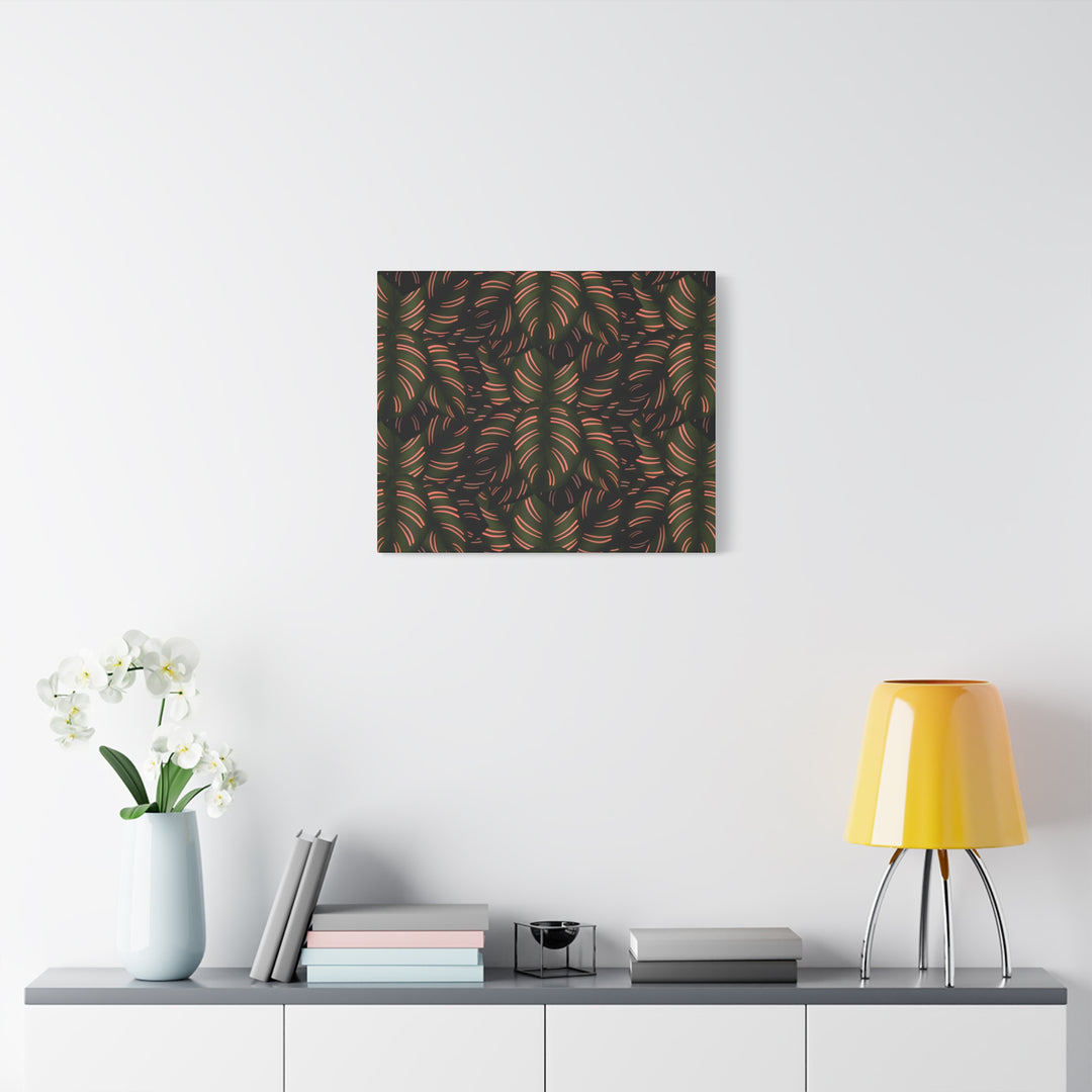 Calathea Pinstripe Canvas Print With Matte Finish Stretched Botanical Wall Art For Living Room Decor