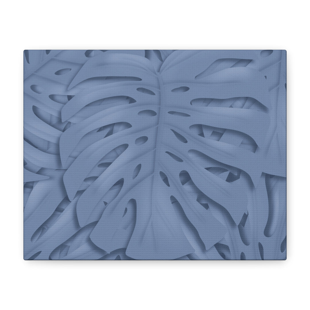 Monstera Canvas Art Blue Tropical Leaf Wall Art on Matte Cotton Canvas Print by The Potted Pixel