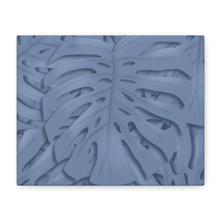Monstera Canvas Art Blue Tropical Leaf Wall Art on Matte Cotton Canvas Print by The Potted Pixel
