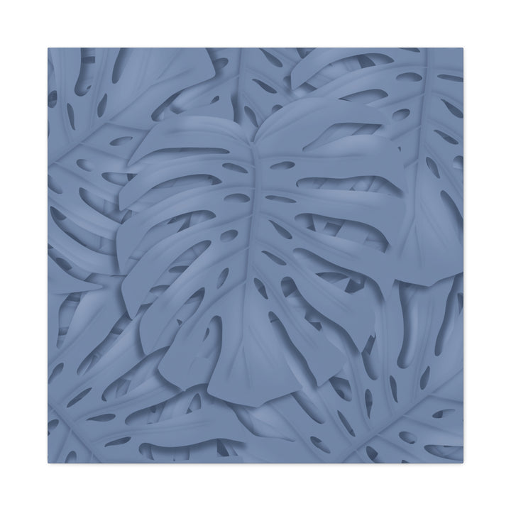 Monstera Canvas Art Blue Tropical Leaf Wall Art on Matte Cotton Canvas Print by The Potted Pixel