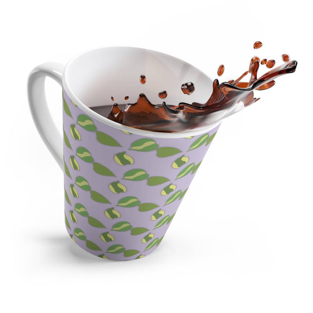 Hoya Kerrii Pattern Mug with Green Heart Leaf Design on Lavender Ceramic 12 Oz Dishwasher Safe