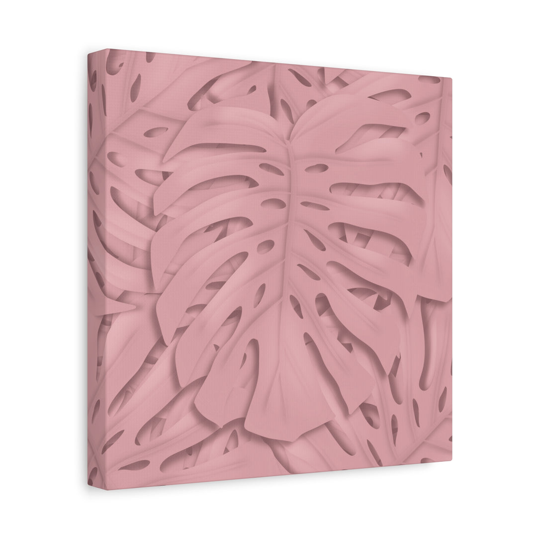 Monstera Canvas Art Soft Pink Botanical Wall Decor Matte Finish Print For Living Room