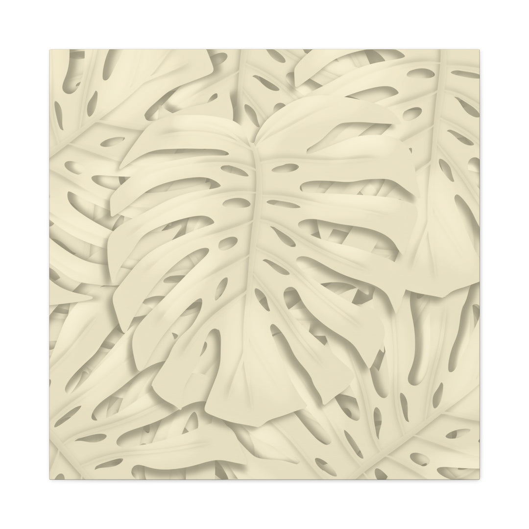 Monstera Canvas Print Durable Cotton Stretched Canvas With Beige Botanical Artwork For Modern Home Decor