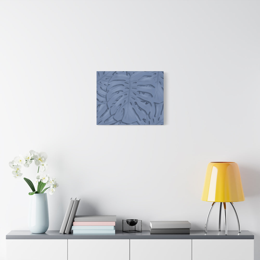Monstera Canvas Art Blue Tropical Leaf Wall Art on Matte Cotton Canvas Print by The Potted Pixel