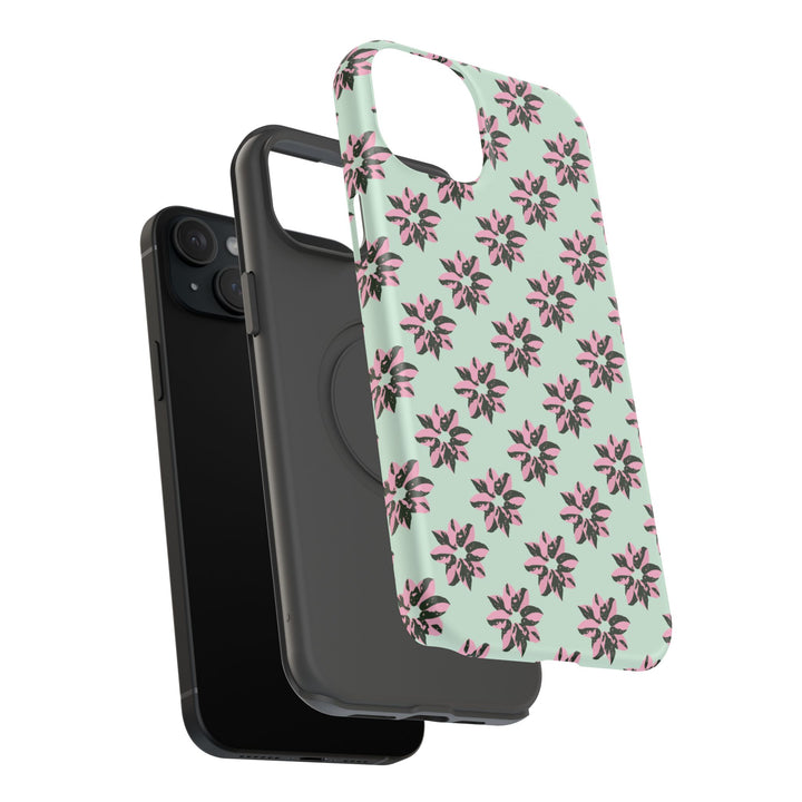 Pink Princess Philodendron Pattern Phone Case – Dual Layer Protective Cover