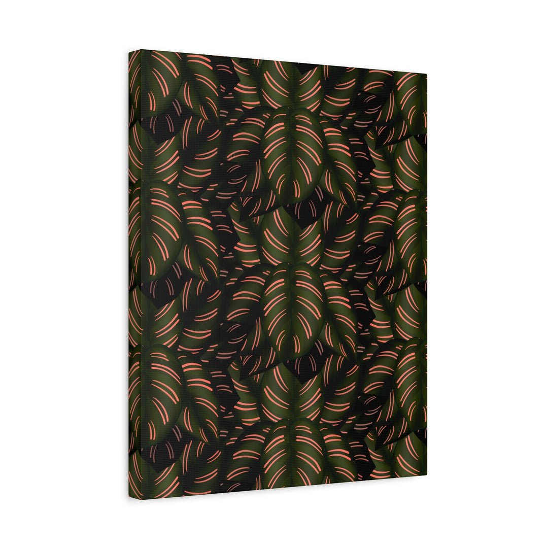 Calathea Pinstripe Canvas Print With Matte Finish Stretched Botanical Wall Art For Living Room Decor