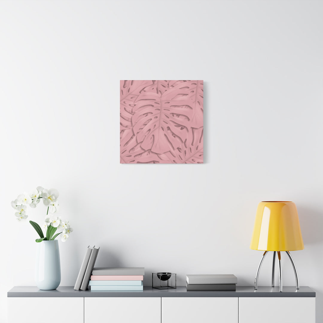 Monstera Canvas Art Soft Pink Botanical Wall Decor Matte Finish Print For Living Room