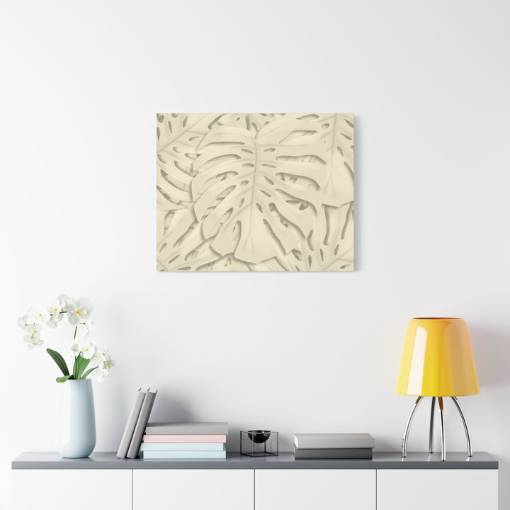 Monstera Canvas Print Durable Cotton Stretched Canvas With Beige Botanical Artwork For Modern Home Decor