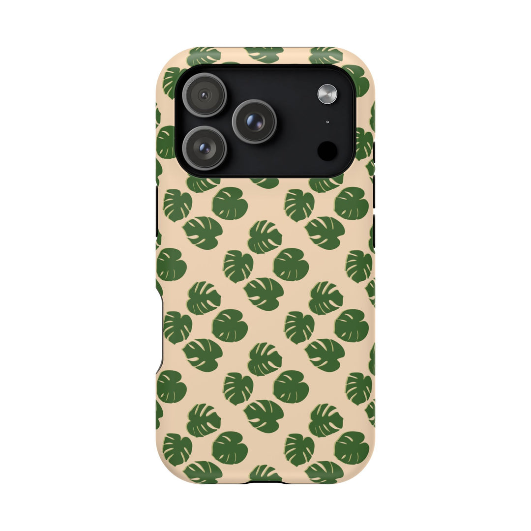 Monstera Pattern Phone Case – Dual Layer Protective Cover