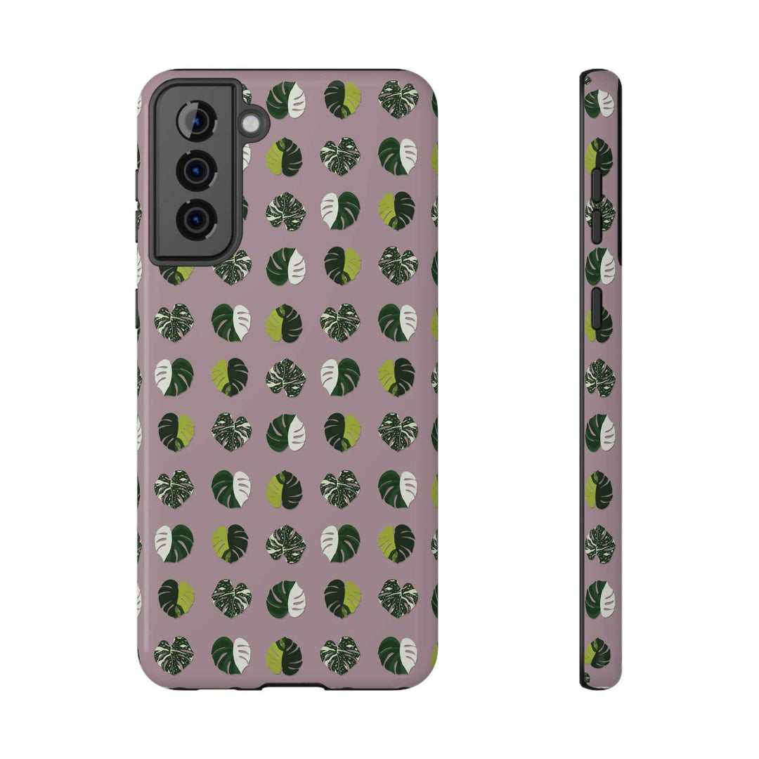 Variegated Monstera Pattern Phone Case – Dual Layer Protective Cover